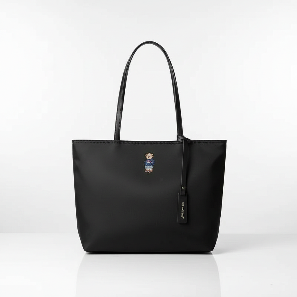 ✨Refined Embroidered Bear Shoulder Tote✨