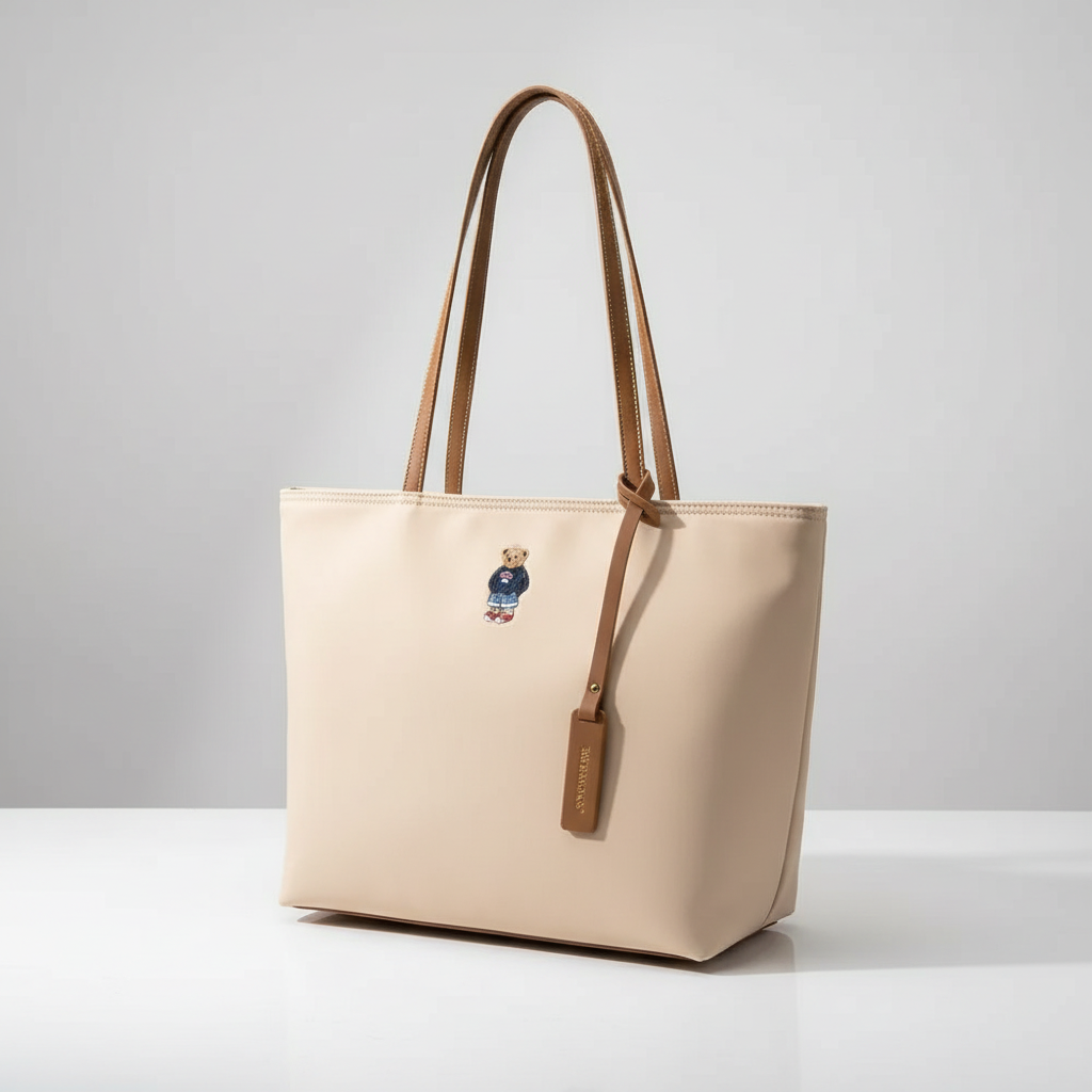 ✨Refined Embroidered Bear Shoulder Tote✨